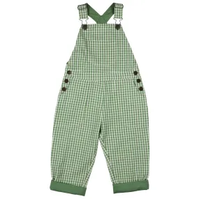 Pigeon Organics Worker dungarees (seersucker check), green