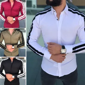 Plain Men Formal Shirts Dress Wedding Long Sleeve