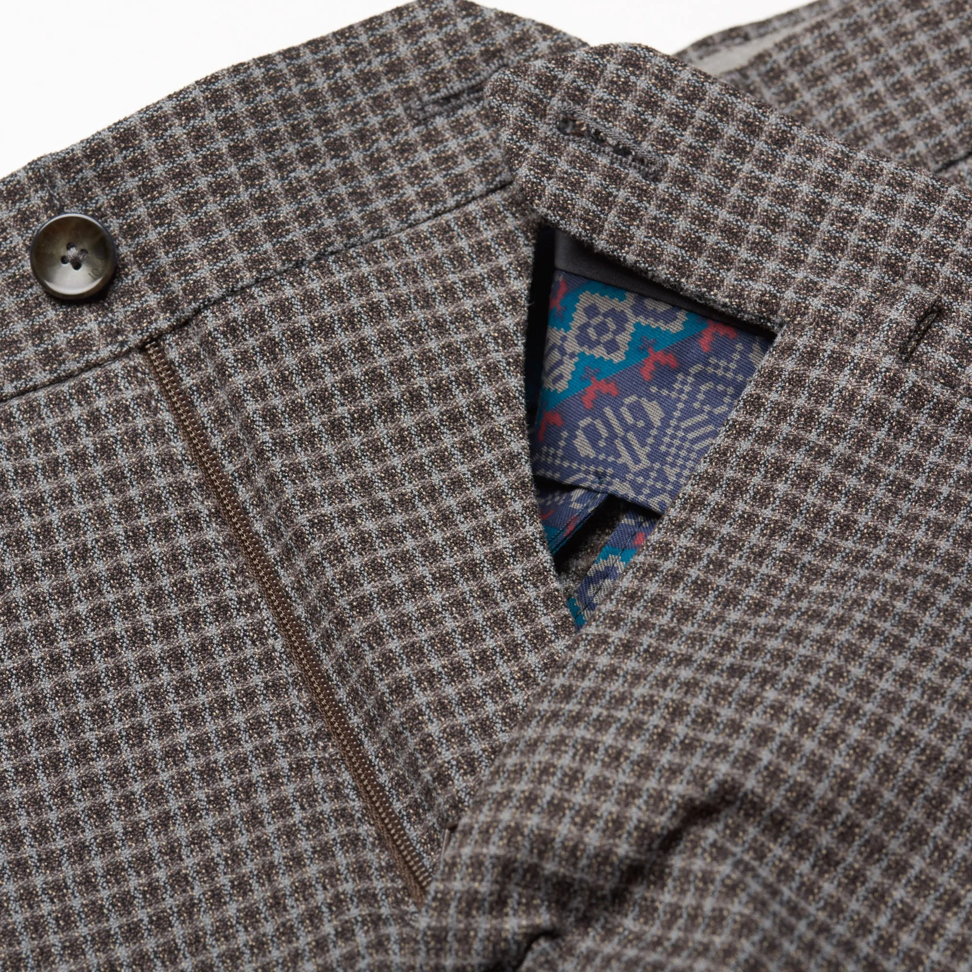 PT01 PANTALONI TORINO "Jacques" Gray Plaid Cotton Flat Front Pants NEW