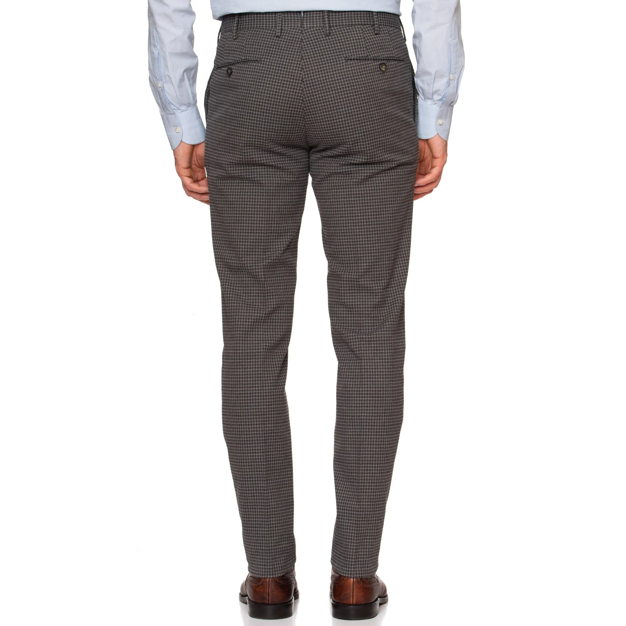 PT01 PANTALONI TORINO "Jacques" Gray Plaid Cotton Flat Front Pants NEW