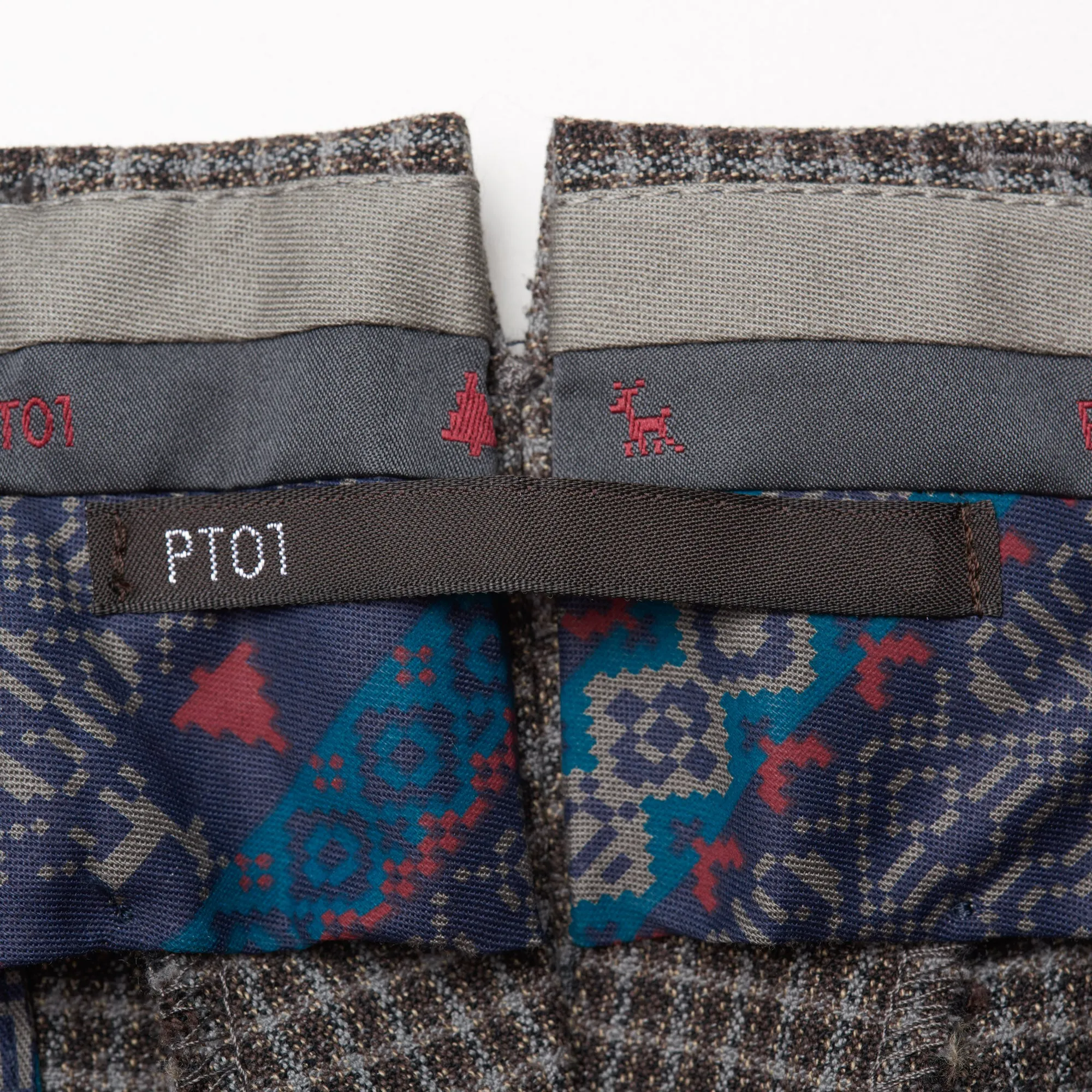 PT01 PANTALONI TORINO "Jacques" Gray Plaid Cotton Flat Front Pants NEW