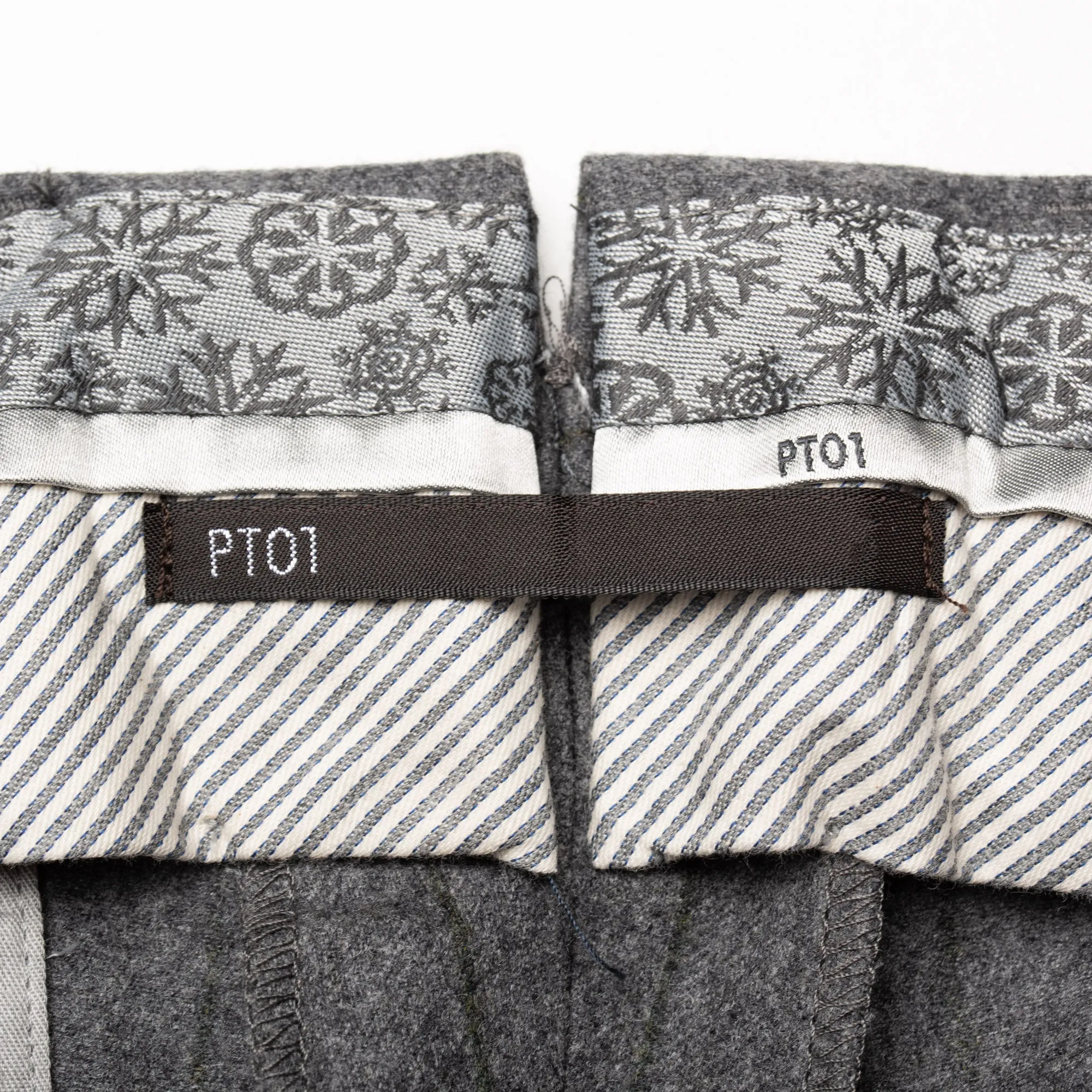 PT01 PANTALONI TORINO "Jacques" Gray Striped Flannel Wool Pants NEW Slim US 42
