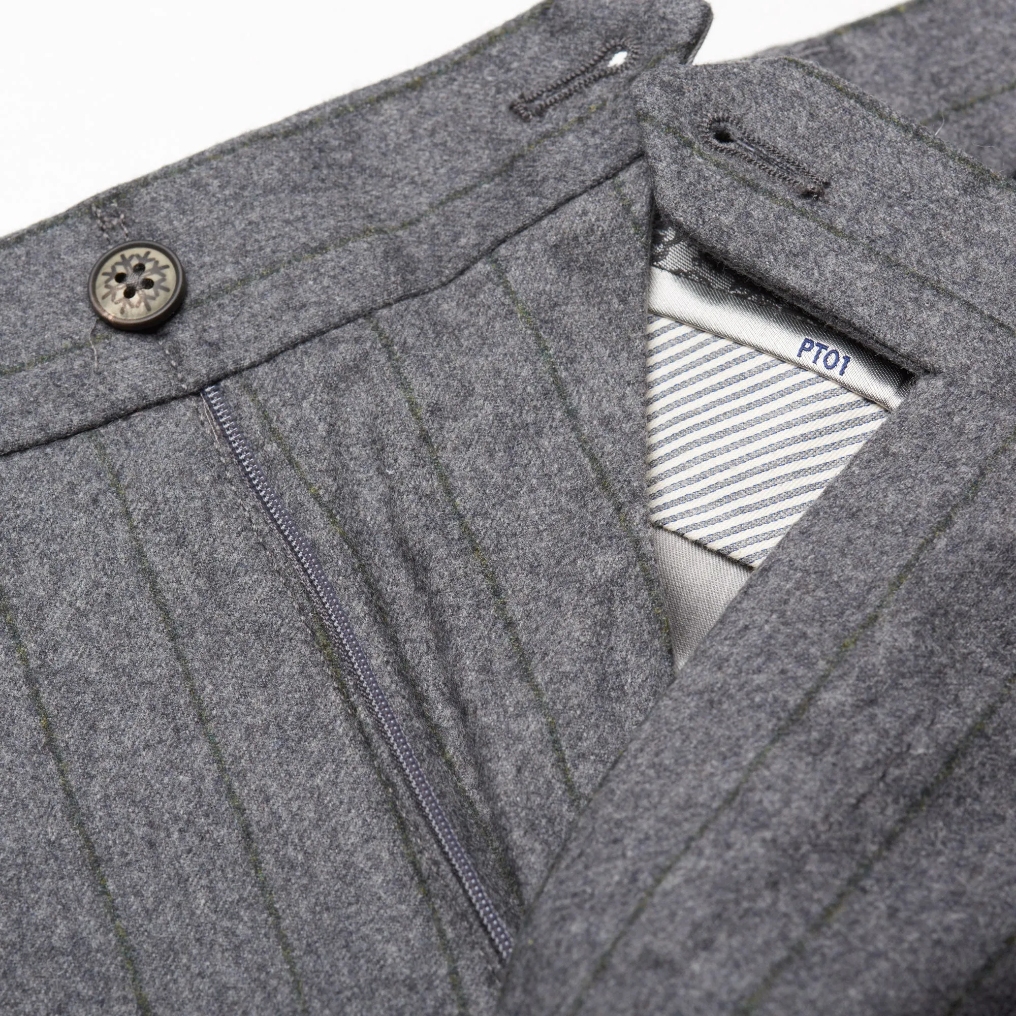 PT01 PANTALONI TORINO "Jacques" Gray Striped Flannel Wool Pants NEW Slim US 42