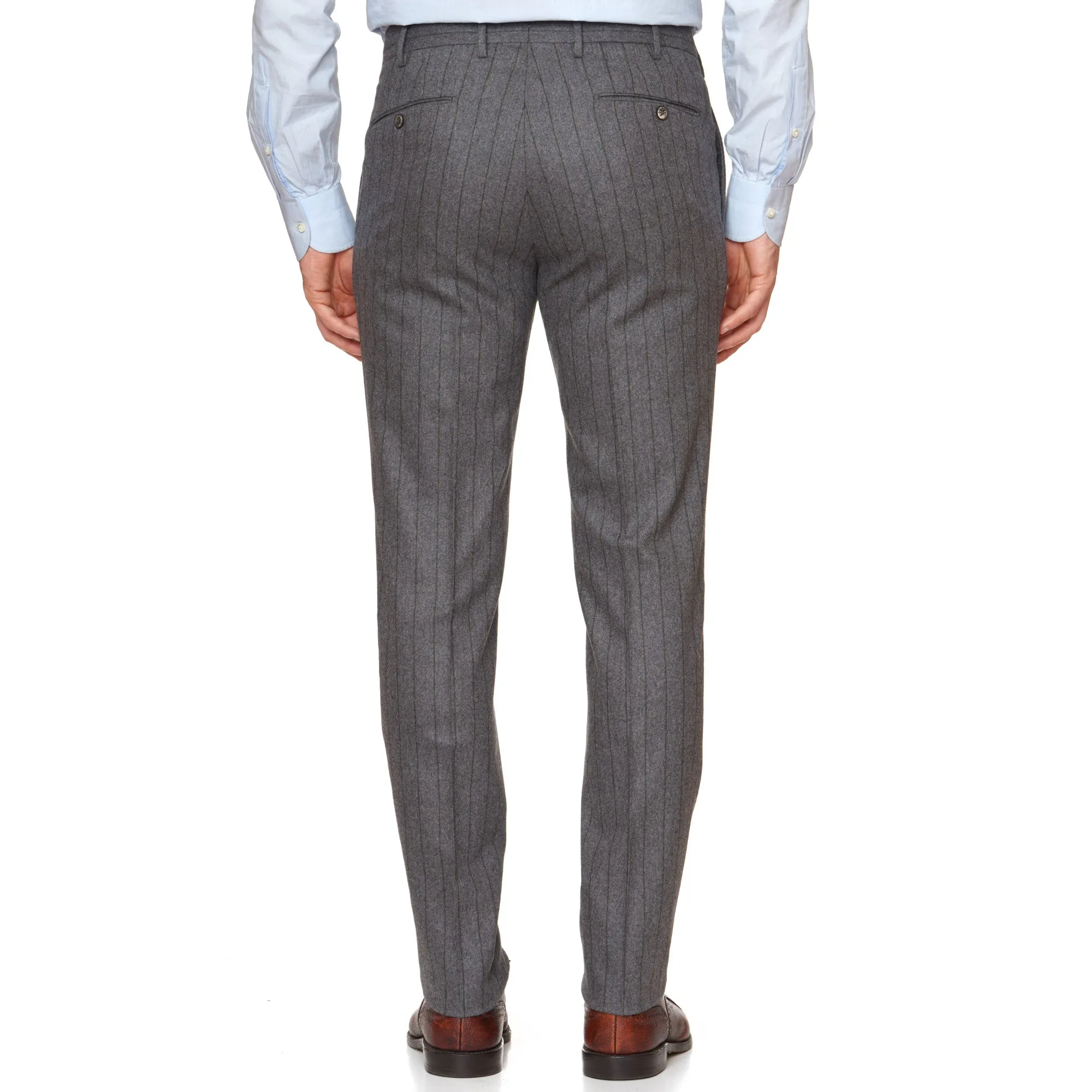 PT01 PANTALONI TORINO "Jacques" Gray Striped Flannel Wool Pants NEW Slim US 42