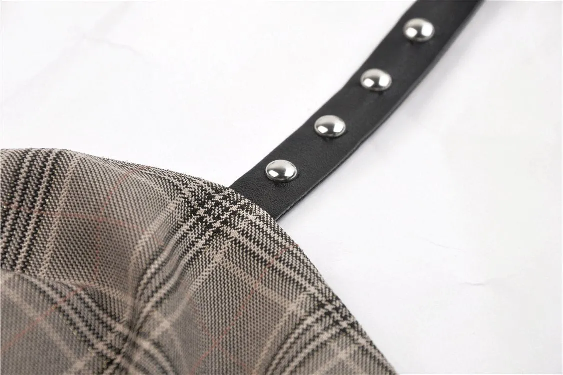 Punk checked layer prom corset dress DW387