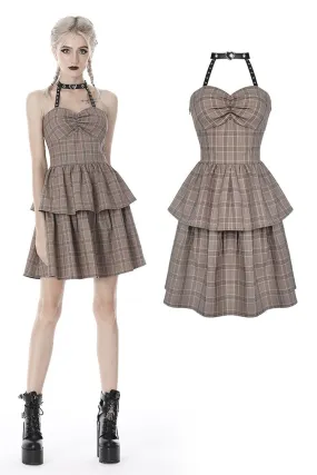 Punk checked layer prom corset dress DW387