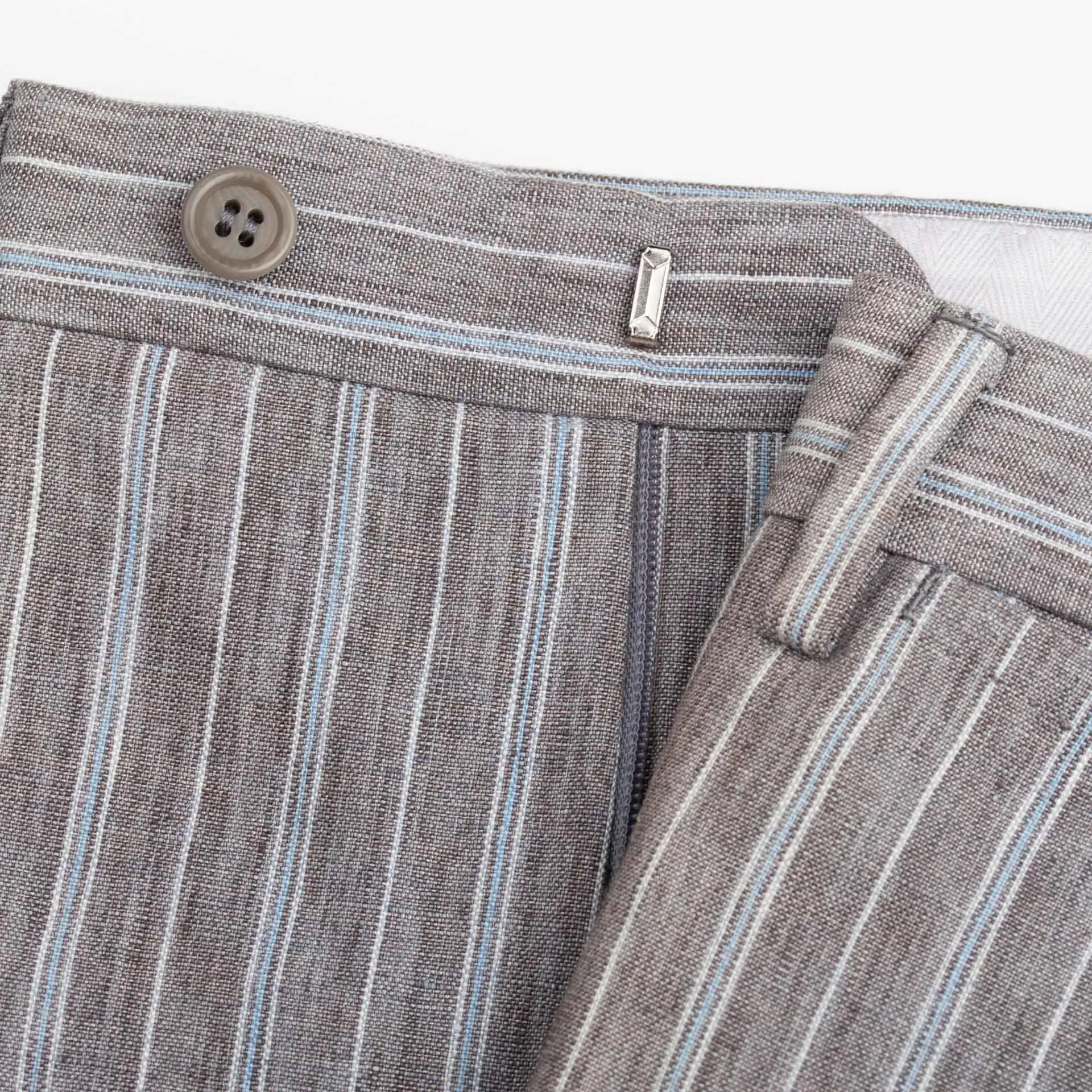 SARTORIA CASTANGIA Gray Striped Linen Flat Front Dress Pants EU 56 NEW US 40