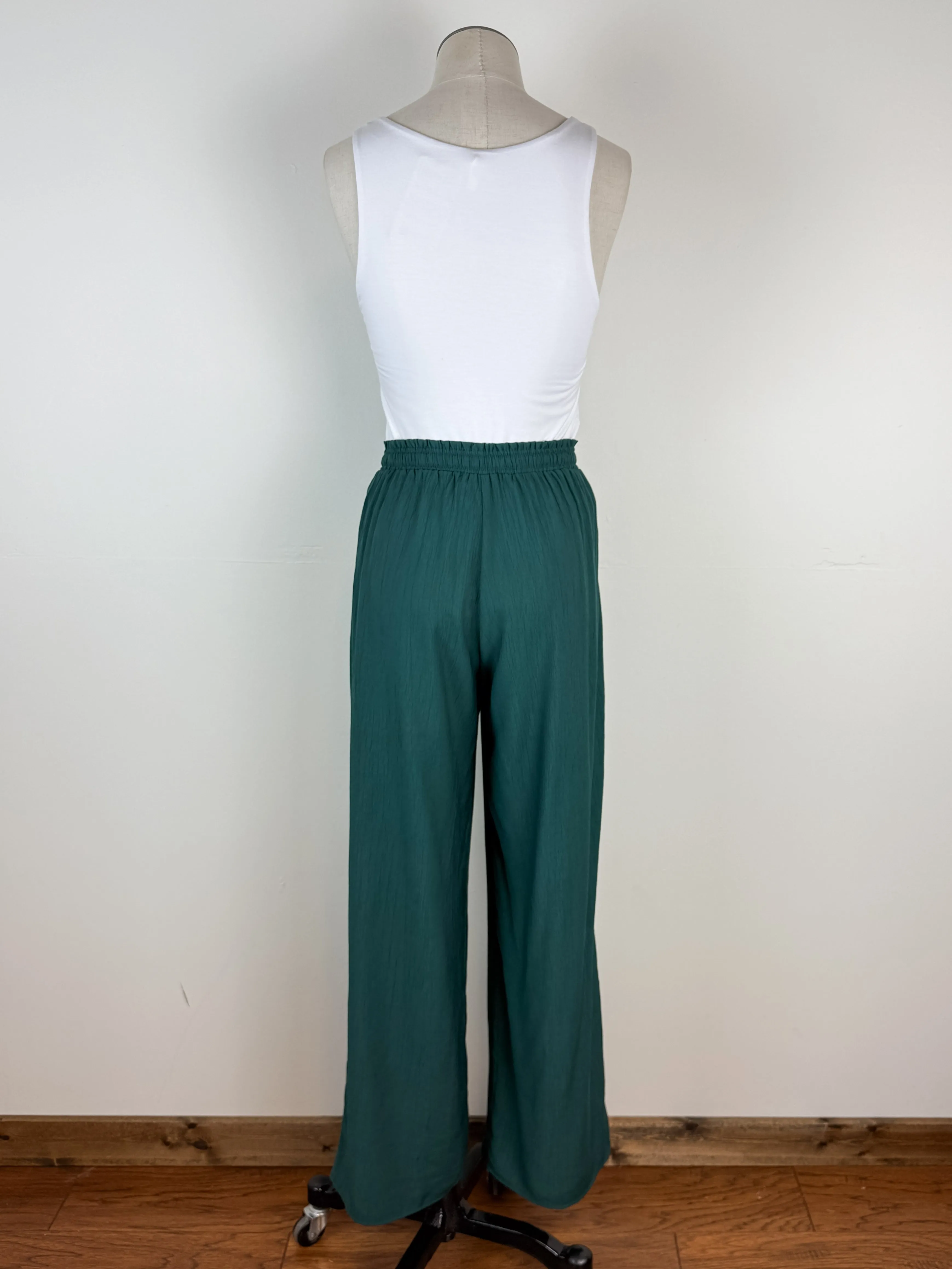 Soleil Wide Leg Pant in Emerald Green