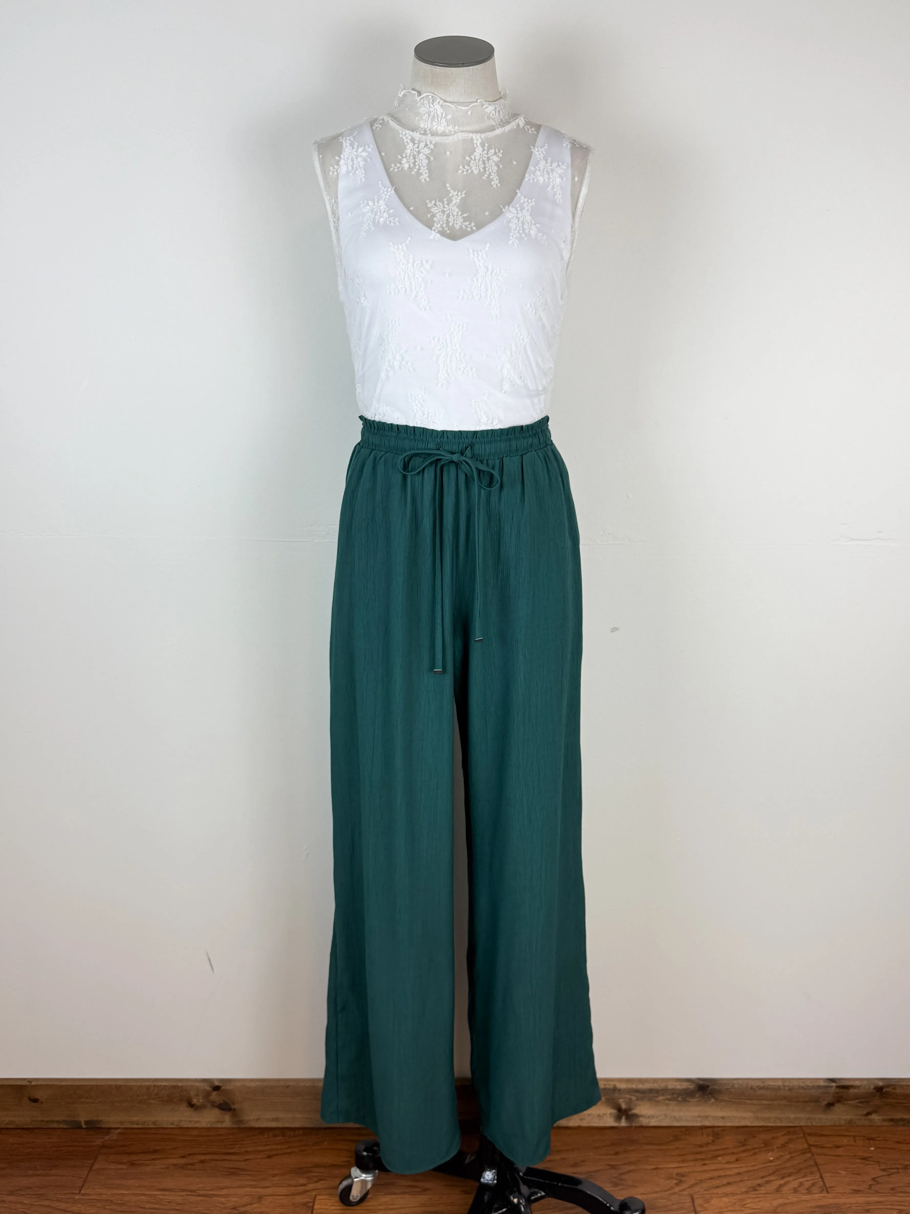 Soleil Wide Leg Pant in Emerald Green