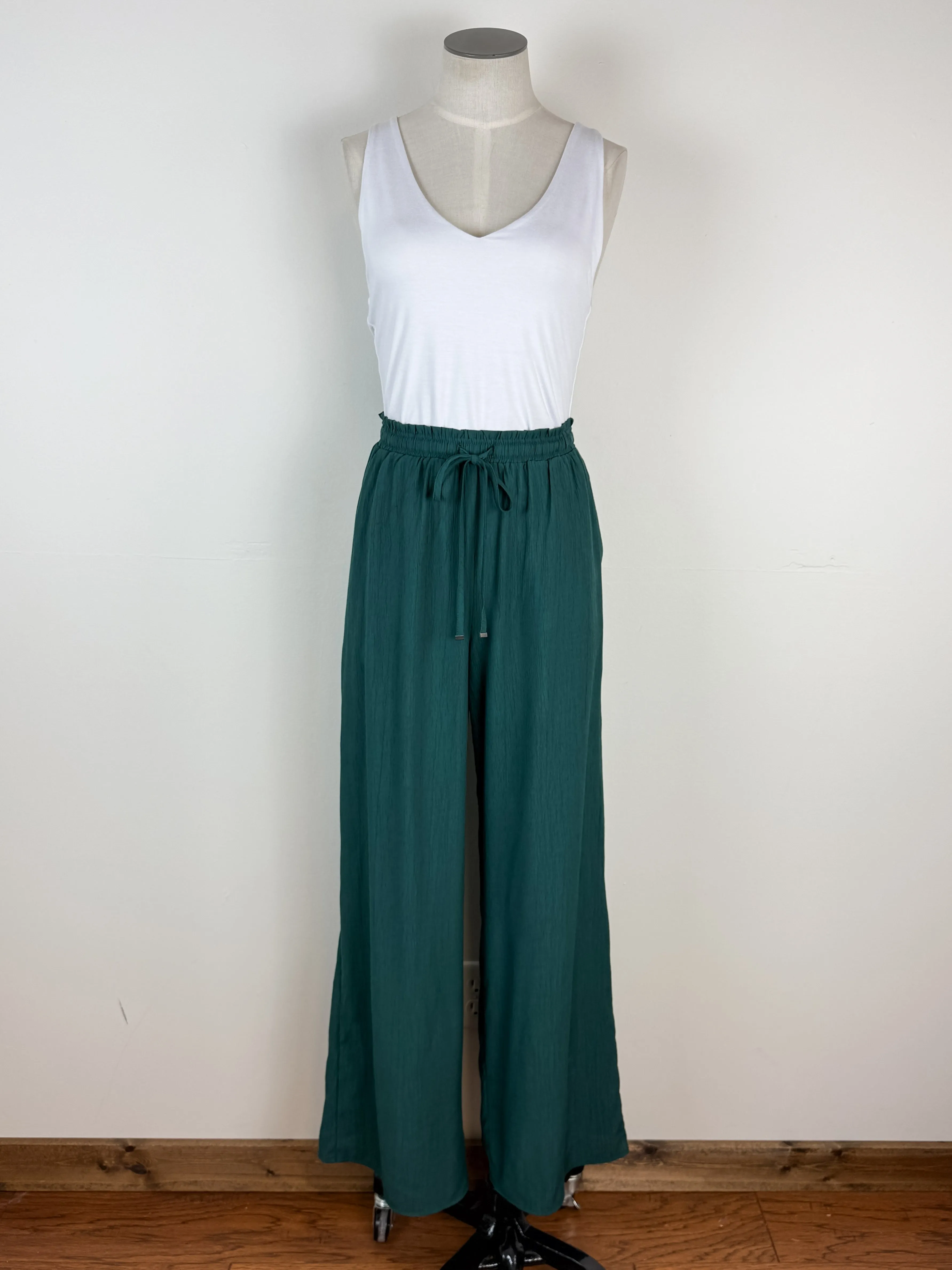Soleil Wide Leg Pant in Emerald Green