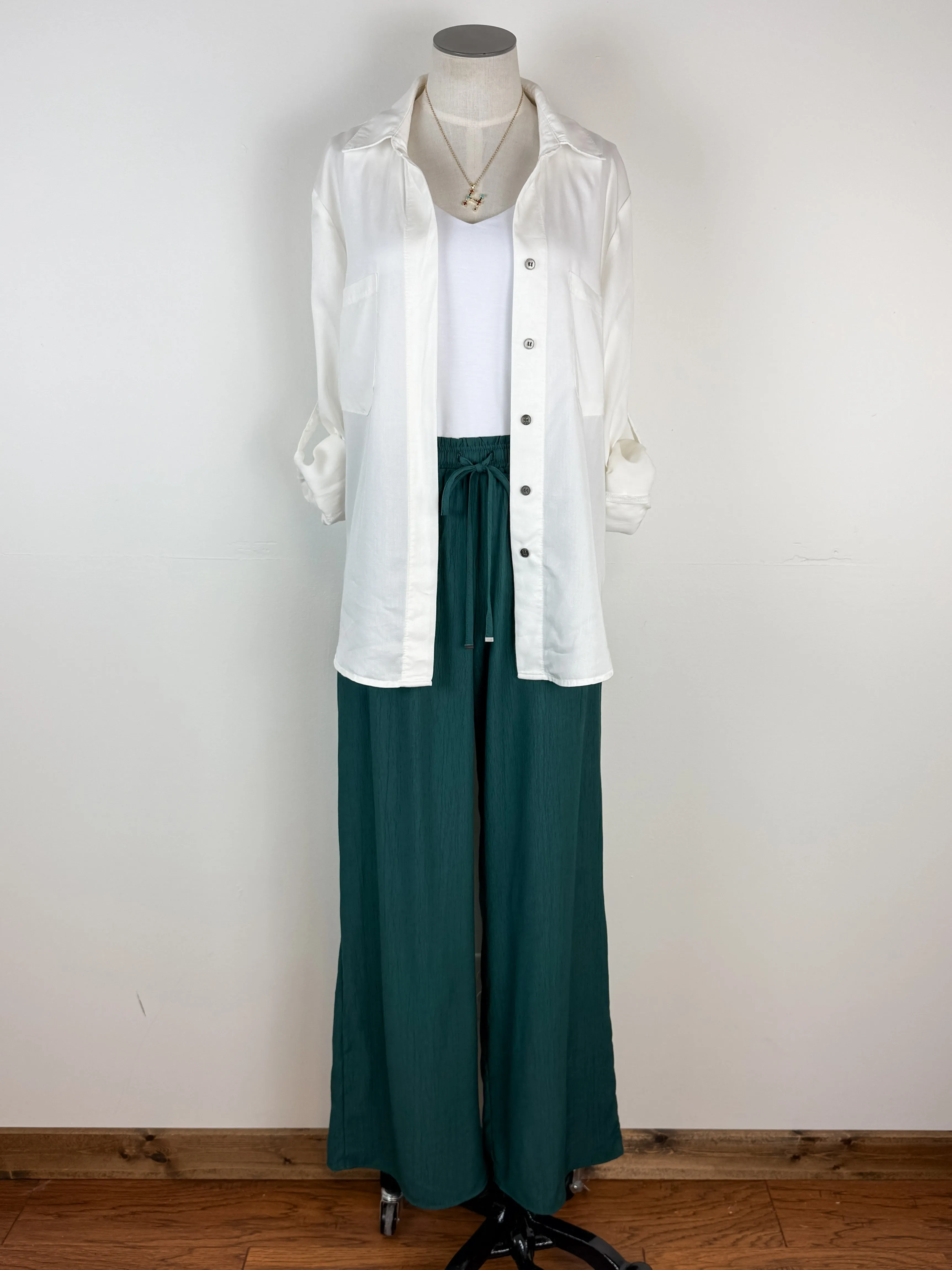 Soleil Wide Leg Pant in Emerald Green