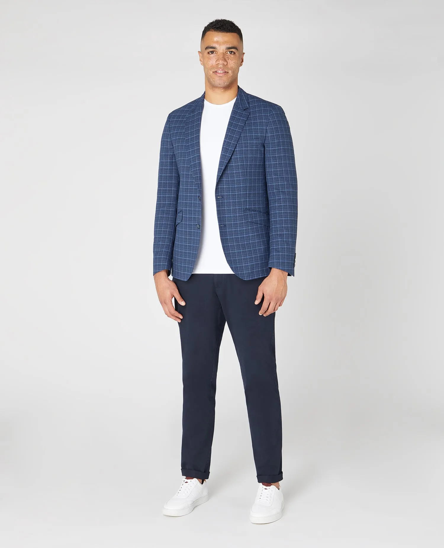 Tapered Fit Wool-Blend Checked Jacket