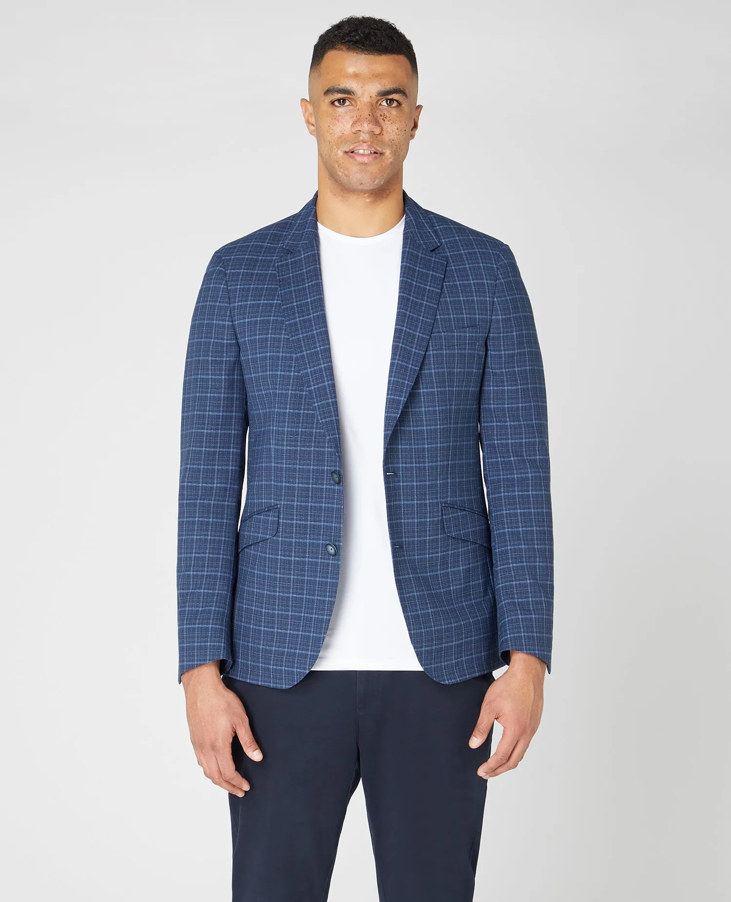 Tapered Fit Wool-Blend Checked Jacket