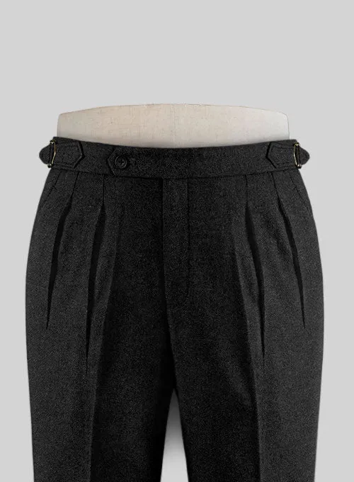 Vintage Plain Black Highland Tweed Trousers
