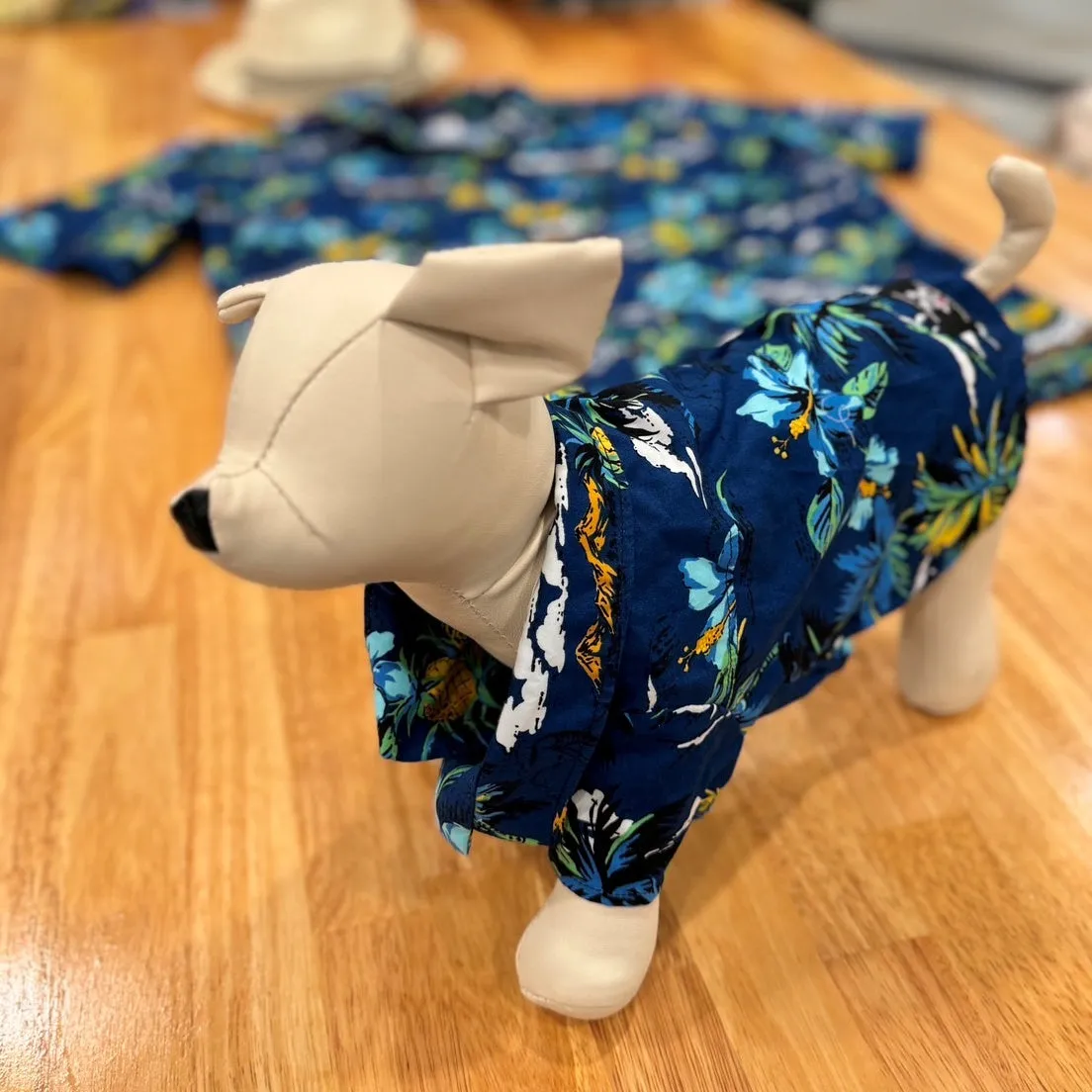 Vintage Print Hawaiian Dog Shirts / Blue［Dog and owner hawaii shirts］