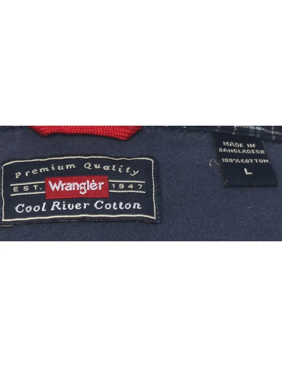 Wrangler Navy Flannel Checked Shirt - L