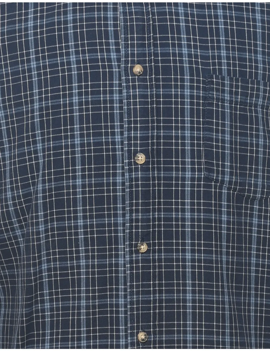 Wrangler Navy Flannel Checked Shirt - L