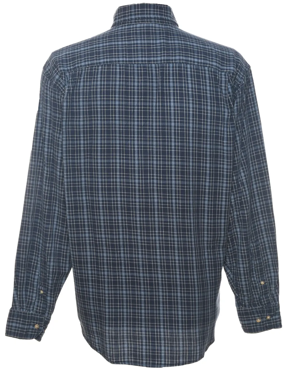Wrangler Navy Flannel Checked Shirt - L