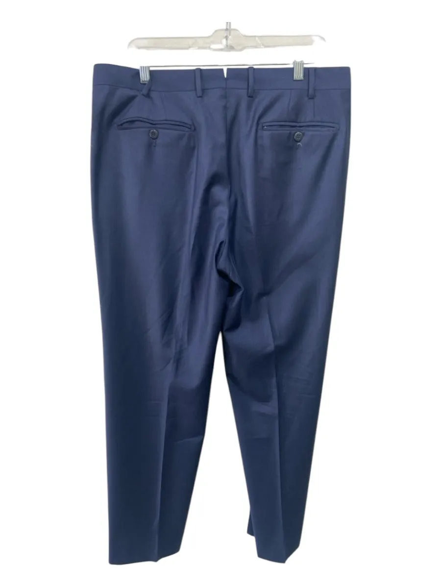 Zanella Size 36 Blue Wool Solid Dress Flat Front Men's Pants